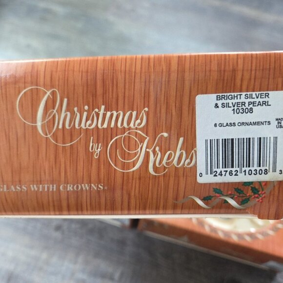 Christmas by Krebs Bright Silver Pearl White Glass Ball Drops 18 Ornaments USA - Picture 5 of 8